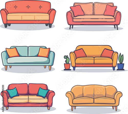 Cartoon sofa illustration material
