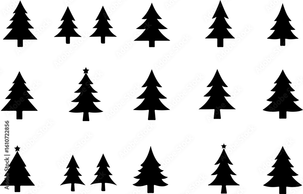 Fototapeta premium Silhouettes of Pine Trees vector bundle