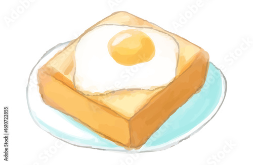 線画あり水彩風のトーストイラスト（Toast Set 1-2）