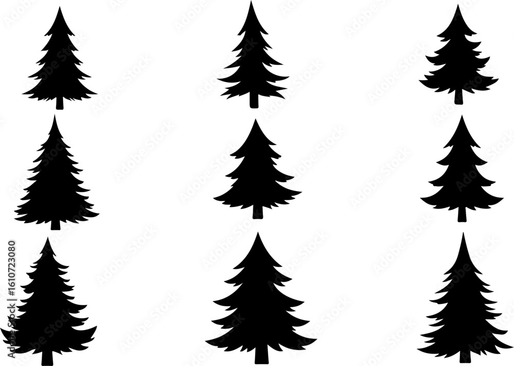 Obraz premium Silhouettes of Pine Trees vector bundle