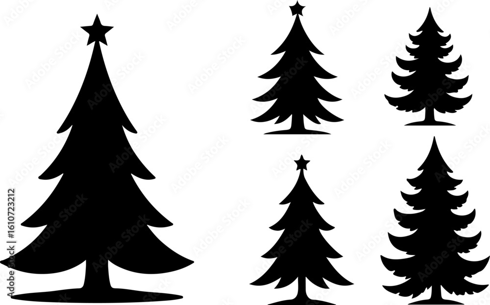 Obraz premium Silhouettes of Pine Trees vector bundle