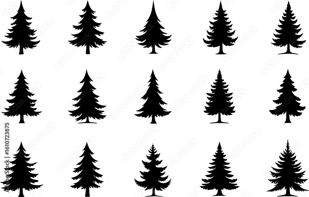 Naklejka premium : Pine Tree Trio vector bundle