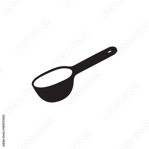 Full measuring scoop vector icon isolated on white background, food preparing cooking item.
