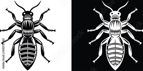 Isolated Line Art Insect Bug Design with Inverted Colors and Detail