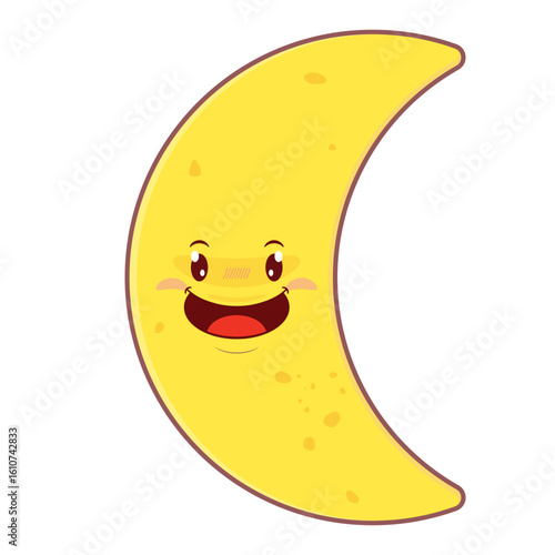 crescent moon playful face cartoon cute