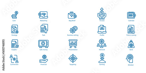 Set vector line icon in flat design with elements for mobile and web apps concept. Collection of modern infographics logos and pictograms