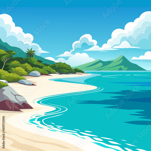 Clear Water White Sand Beach Scene