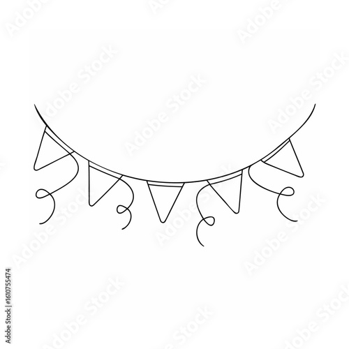 Festive bunting with swirling streamers flags party