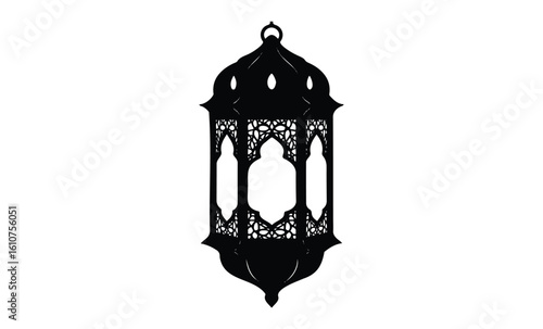 Wallpaper Mural Intricate black silhouette of ornate moroccan lantern. Vector retro hand drawn illustration Torontodigital.ca