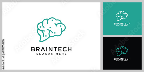 Brain Logo silhouette design vector template. Think idea concept. Brainstorm power of thinking brain Logotype Logo icon.