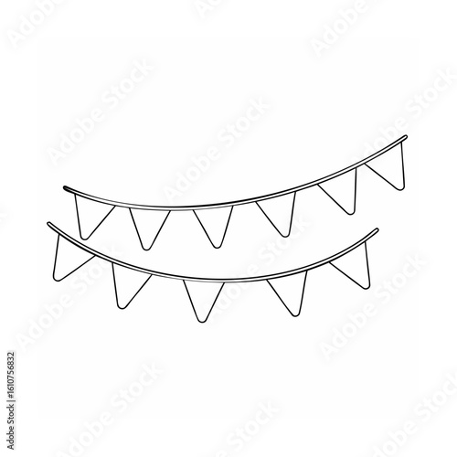 Festive bunting flags hanging on strings pennants triangular