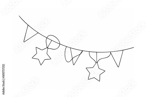 Festive bunting with stars and balloons garland celebration
