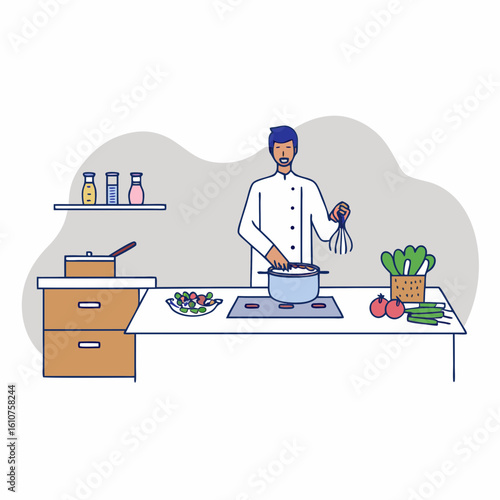  Chef Cooking in Kitchen