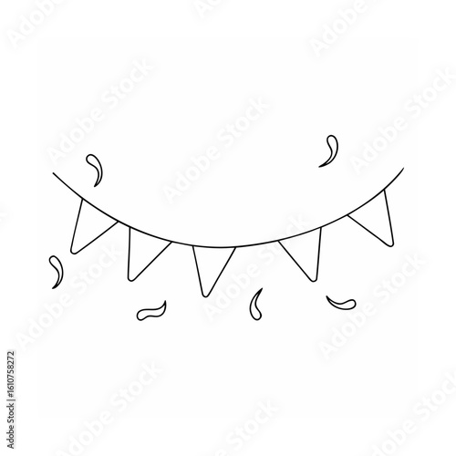 Festive bunting with swirling confetti flags party