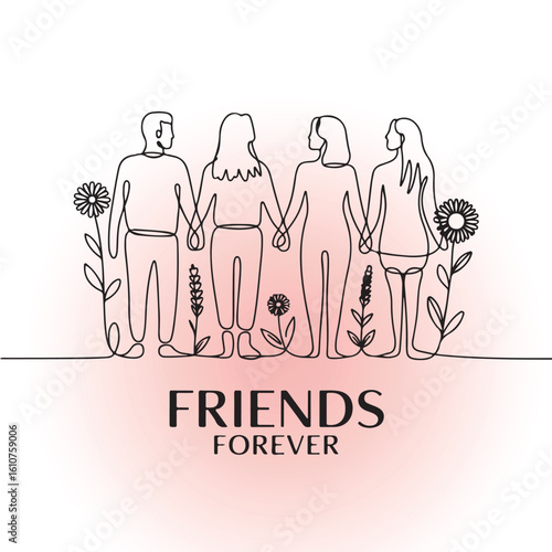 Friends Forever Simple Line Art