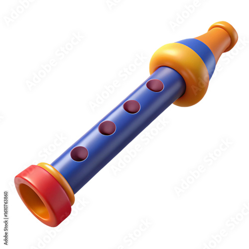 Colorful wooden flute vector in purple and red tones with holes