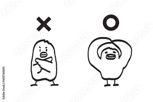 まるばつ・イエスノー　ゆるくてかわいいひよこイラストセット　線画