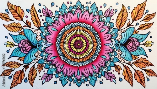 Vibrant Mandala Floral Design with Detailed Intricate Patterns