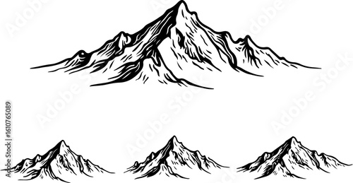 Majestic Mountain Silhouette,
Peaks of Serenity,
The Wild Ridge,
Nature's Jagged Crown