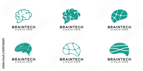 brain tech logo vector design template
