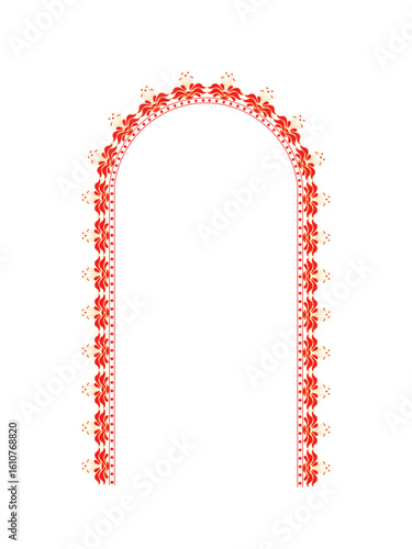 Durga Puja festive frame with traditional borders and vibrant background, ideal for sale banners, festival offers, and promotional ads. Perfect for print and digital use.