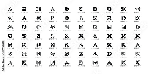 Mega logo monogram, initial, alphabet, and letter logo collection a - z