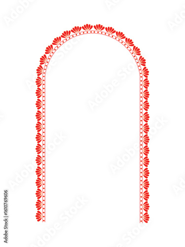 Durga Puja festive frame with traditional borders and vibrant background, ideal for sale banners, festival offers, and promotional ads. Perfect for print and digital use.