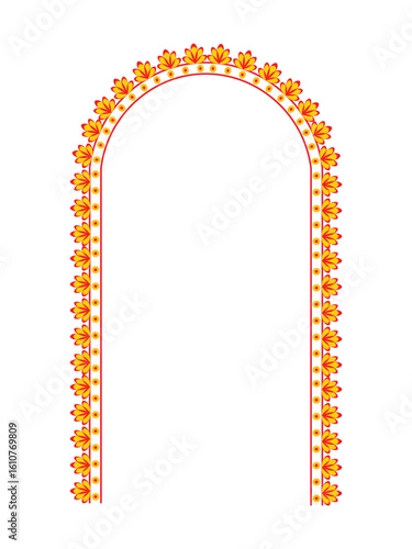 Durga Puja festive frame with traditional borders and vibrant background, ideal for sale banners, festival offers, and promotional ads. Perfect for print and digital use.