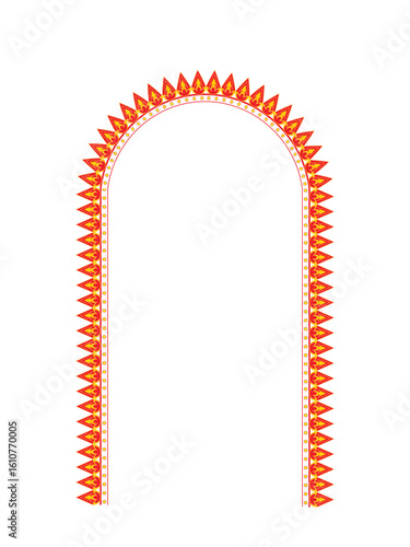 Durga Puja festive frame with traditional borders and vibrant background, ideal for sale banners, festival offers, and promotional ads. Perfect for print and digital use.