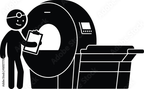 Doctor with MRI Machine Vector Illustration