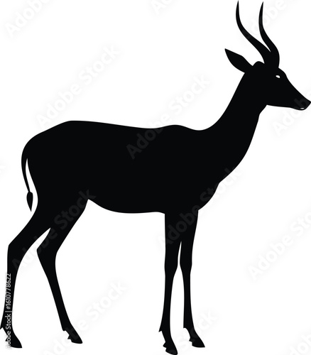 Majestic Impala Silhouette Side Profile View of Antelope Against Clean White Background