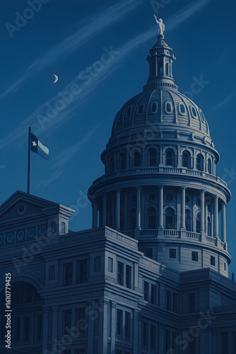 Texas Capitol Building Illustration Digital