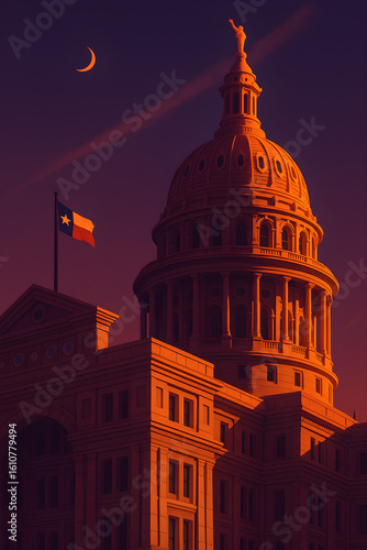 Texas Capitol Building Illustration Digital