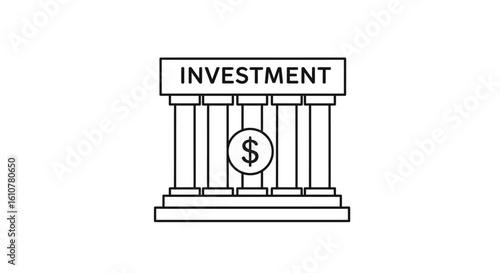 Investment Illustration: A conceptual graphic depicting an investment institution with a dollar sign symbolizing financial growth.