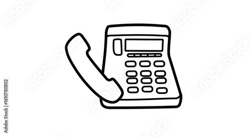 Classic Telephone: A simple, clean, and modern illustration of a classic telephone, perfect for conveying telecommunication or contact.