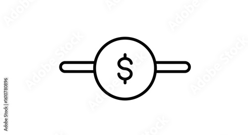 Financial Insight: An abstract representation of a dollar symbol encircled and horizontally aligned, embodying the essence of finance, transactions, and economic value. 