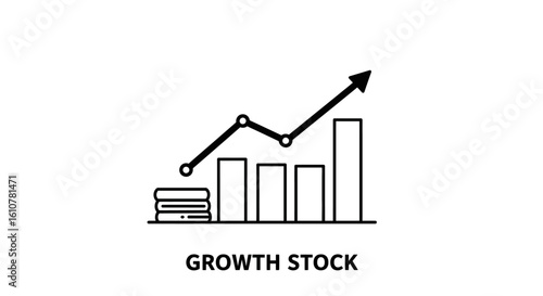 Growth Stock : The upward trajectory of a line graph and bar graph is emblematic of investment and economic growth.