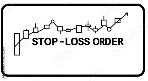 Stop-Loss Order Strategy: A black and white illustration displaying a stop-loss order and the fluctuations of the financial market.