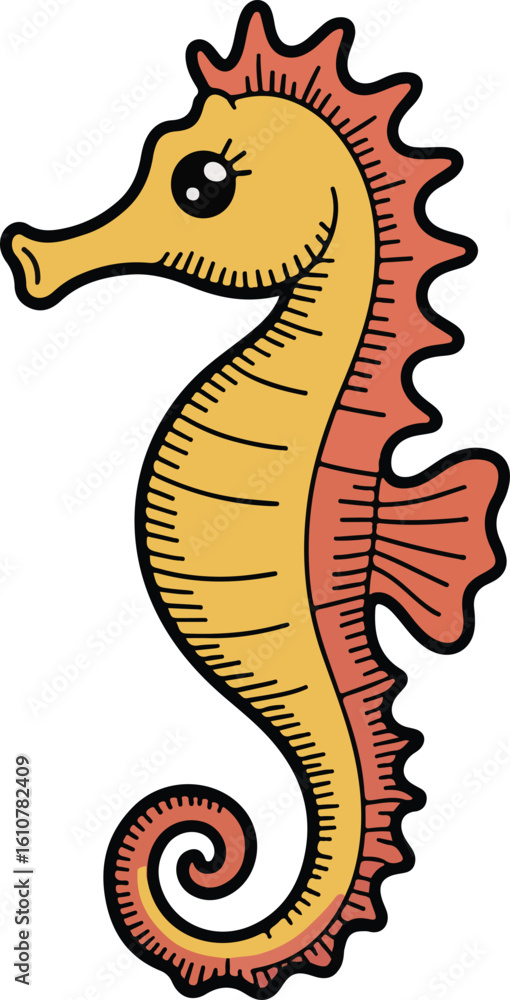 Fototapeta premium seahorse Crayon style transparent png vector