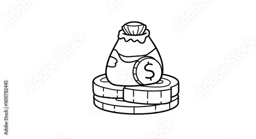 Treasure Chest: A classic treasure chest filled with a fortune, a symbol of wealth and success, resting on a stack of coins.