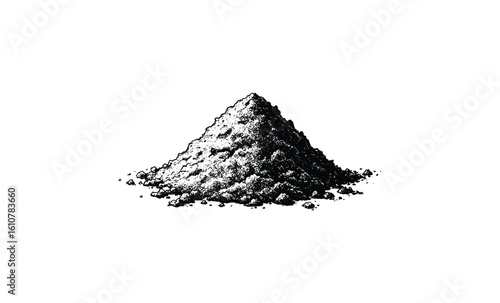 Black powder pile. Vector retro hand drawn illustration