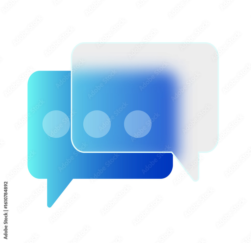 Fototapeta premium Modern Blue Gradient Speech Bubbles: Digital Communication Concept Icon