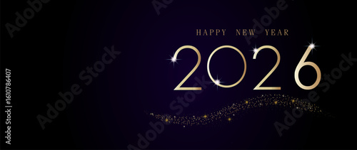 2026 Happy New Year luxury background with glitters. Greeting Card, Banner, Poster. Vector Illustration.