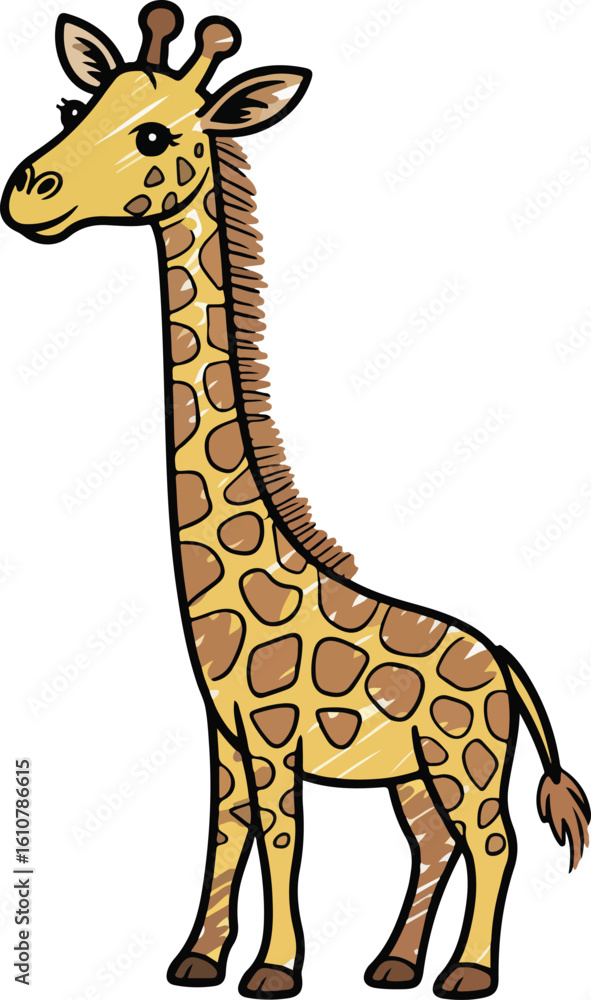 Obraz premium giraffe Crayon style transparent png vector