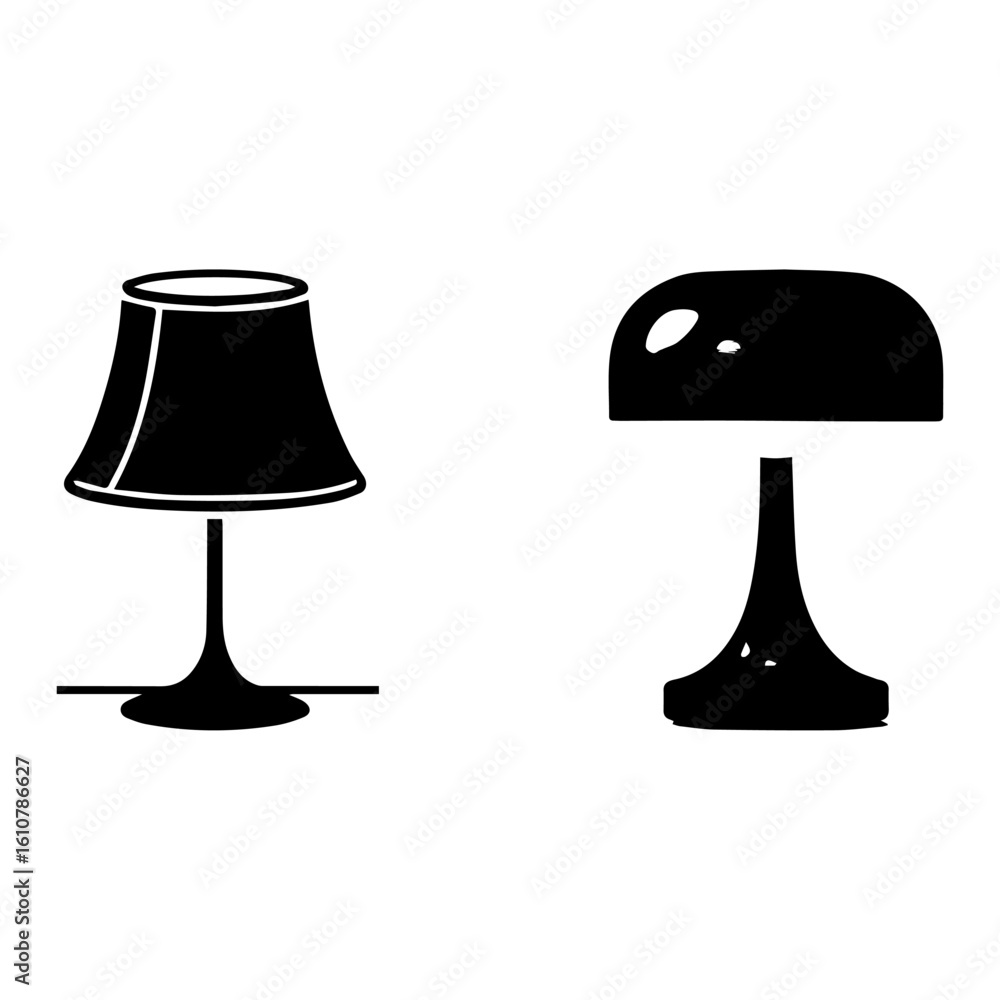 Obraz premium Black Lamp Silhouette with Dotted Route Outline