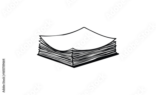Sketch of a stack of papers. Vector retro hand drawn illustration