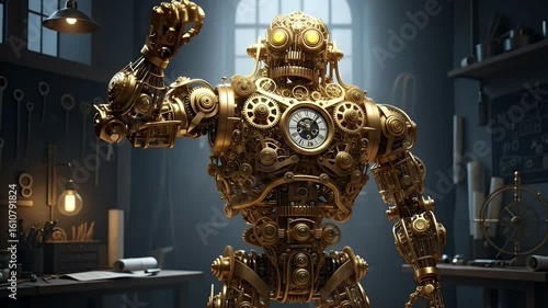 Wallpaper Mural The Golden Automaton: A Masterpiece of Clockwork Engineering Stands Proudly in its Workshop. Torontodigital.ca