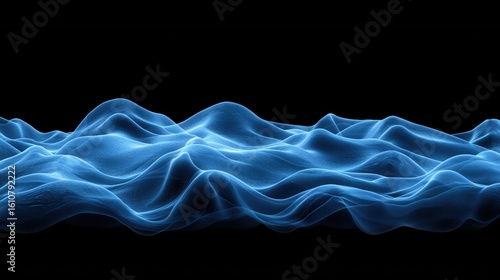 nature conservation concept. Abstract blue waves on a black background resembling fluid motion.