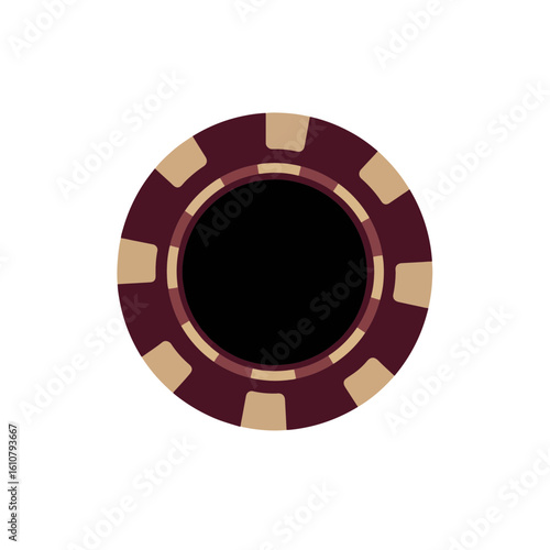 Elegant poker chip silhouette on white background, gambling concept
