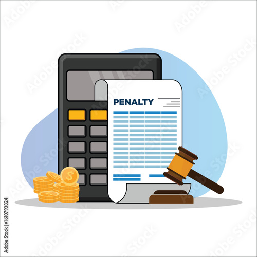 Penalty vector concept stressful businessman looking at a charge and expense punishment notice